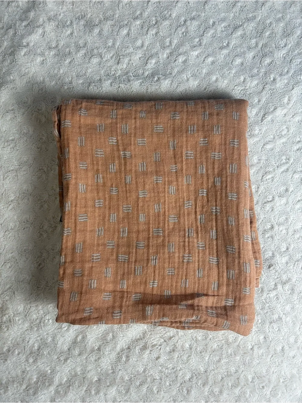 Gerber Modern Moments Baby Swaddle Blanket Gray Print Rust Brown Muslin Cotton